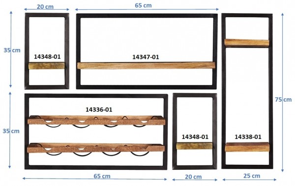 Sit Möbel Wandregal-Set, 5-teilig (SIDNEY) 14300-01 (natur, schwarz) Online Outlet