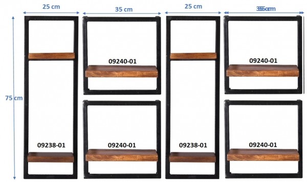Sit Möbel Wandregal-Set, 6-teilig (PANAMA) 09200-18 (natur mit antikschwarz) Bestseller