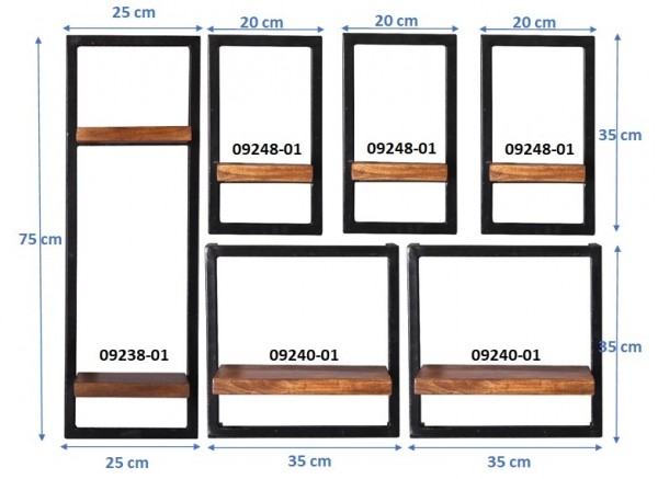 Sit Möbel Wandregal-Set, 6-teilig (PANAMA) 09200-19 (natur mit antikschwarz) Saisonale Angebote