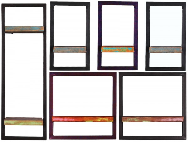 Sit Möbel Wandregal-Set, 6-teilig (RIVERBOAT) 09101-19 (bunt, schwarz) Kauf eins, bekomm eins gratis
