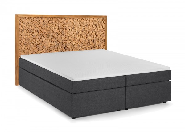 Sit Möbel Boxspringbett mit Kopfteil aus Astscheiben (THIS & THAT) 18006-04 (dunkelgrau, natur) Fabrikverkauf