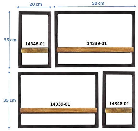 Sit Möbel Wandregal-Set, 4-teilig (SIDNEY) 14300-03 (natur, schwarz) Sonderangebote