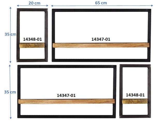 Sit Möbel Wandregal-Set, 4-teilig (SIDNEY) 14300-10 (natur, schwarz) Riesige Ersparnisse