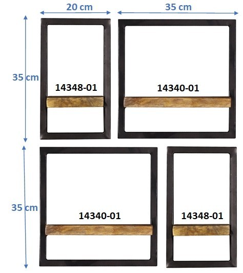 Sit Möbel Wandregal-Set, 4-teilig (SIDNEY) 14300-11 (natur, schwarz) VIP-Rabatte