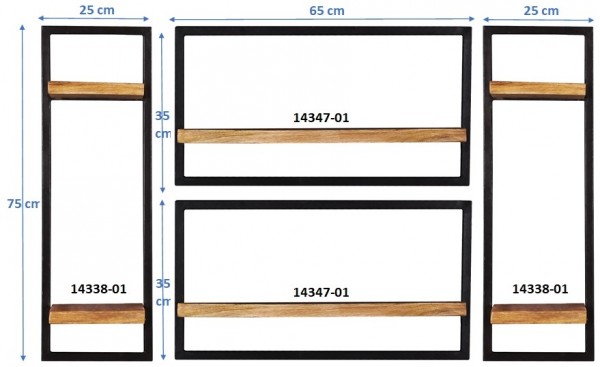 Sit Möbel Wandregal-Set, 4-teilig (SIDNEY) 14300-13 (natur, schwarz) Tiefpreis
