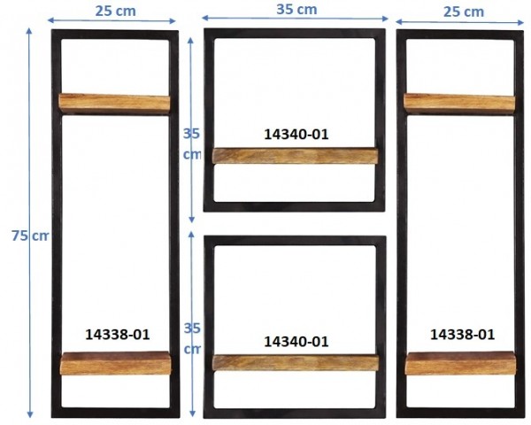 Sit Möbel Wandregal-Set, 4-teilig (SIDNEY) 14300-15 (natur, schwarz) Wochenangebot