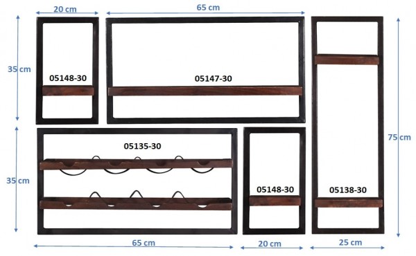 Sit Möbel Wandregal-Set, 5-teilig (ALMIRAH) 05100-01 (braun, schwarz) Neueste Stile