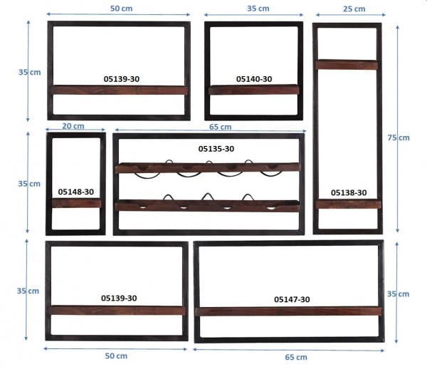 Sit Möbel Wandregal-Set, 7-teilig (ALMIRAH) 05100-02 (braun, schwarz) Bis zu 60% Rabatt