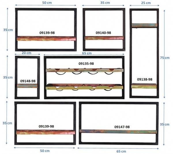 Sit Möbel Wandregal-Set, 7-teilig (RIVERBOAT) 09101-02 (bunt, schwarz) Discount Store für neue Produkte