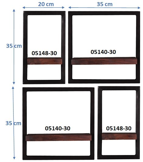Sit Möbel Wandregal-Set, 4-teilig (ALMIRAH) 05100-11 (braun, schwarz) Angebote