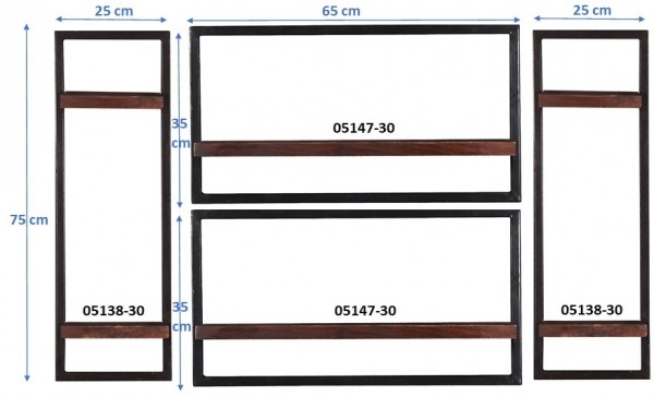 Sit Möbel Wandregal-Set, 4-teilig (ALMIRAH) 05100-13 (braun, schwarz) Hotsell