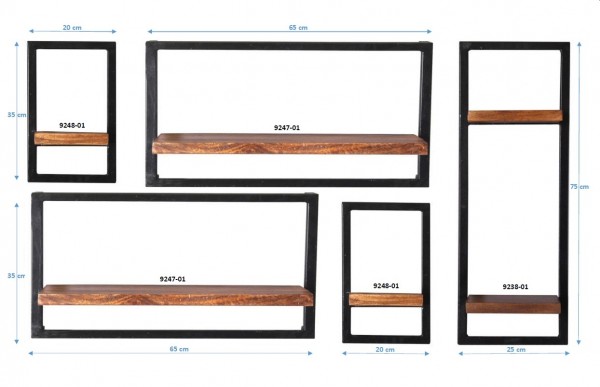 Sit Möbel Wandregal-Set, 5-teilig (PANAMA) 09200-04 (natur mit antikschwarz) Top Angebot