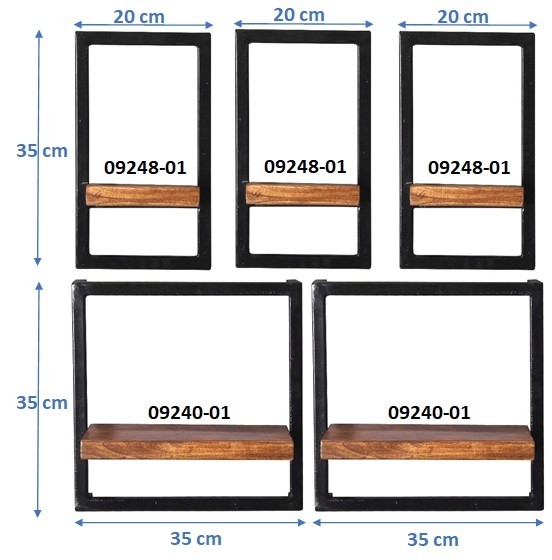 Sit Möbel Wandregal-Set, 5-teilig (PANAMA) 09200-17 (natur mit antikschwarz) Online Outlet