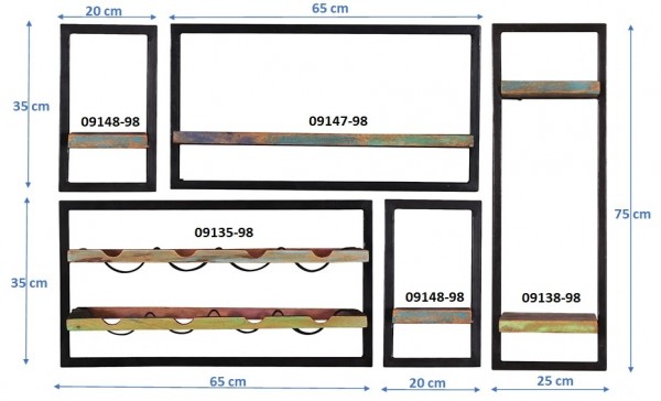 Sit Möbel Wandregal-Set, 5-teilig (RIVERBOAT) 09101-01 (bunt, schwarz) Zeitlich begrenztes Angebot