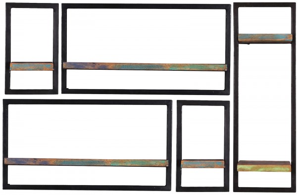 Sit Möbel Wandregal-Set, 5-teilig (RIVERBOAT) 09101-04 (bunt, schwarz) Exklusive Angebote