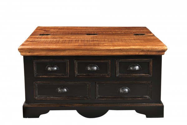 Sit Möbel Couchtischtruhe (CORSICA) 05894-11 (schwarz mit honigfarbiger Deckplatte)