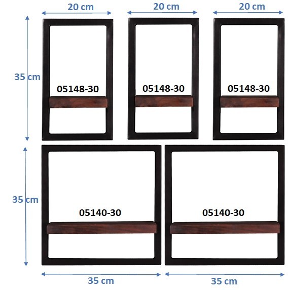 Sit Möbel Wandregal-Set, 5-teilig (ALMIRAH) 05100-17 (braun, schwarz) Im Verkauf