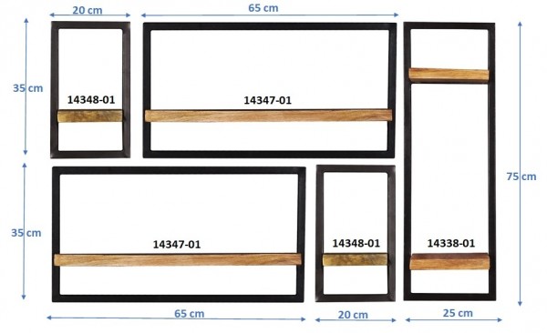 Sit Möbel Wandregal-Set, 5-teilig (SIDNEY) 14300-04 (natur, schwarz) Hotsell