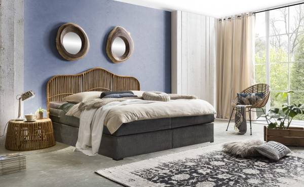 Sit Möbel Boxspringbett mit Rattan-Kopfteil (THIS & THAT) 18006-00 (dunkelgrau, natur) Flash Sale