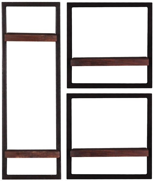 Sit Möbel Wandregal-Set, 3-teilig (ALMIRAH) 05100-07 (braun, schwarz)
