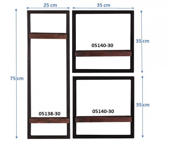 Sit Möbel Wandregal-Set, 3-teilig (ALMIRAH) 05100-07 (braun, schwarz) JETZT KAUFEN