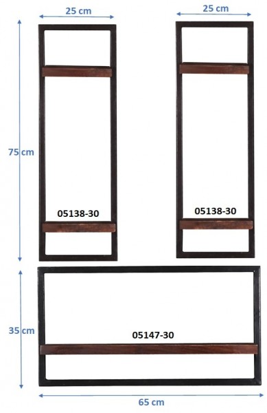 Sit Möbel Wandregal-Set, 3-teilig (ALMIRAH) 05100-12 (braun, schwarz) Letzte 2 Tage