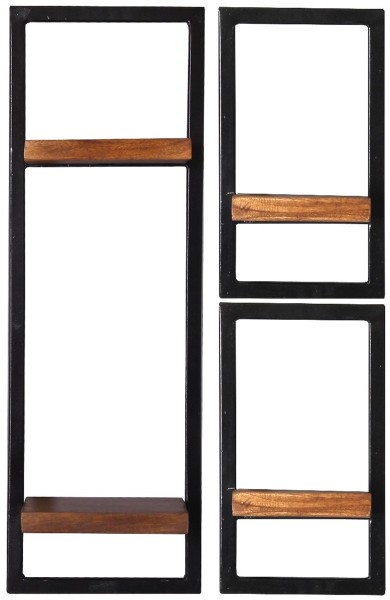 Sit Möbel Wandregal-Set, 3-teilig (PANAMA) 09200-06 (natur mit antikschwarz) Letzter Tag