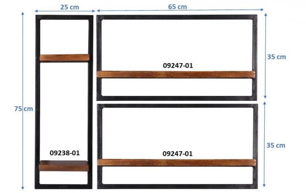 Sit Möbel Wandregal-Set, 3-teilig (PANAMA) 09200-09 (natur mit antikschwarz) Bis zu 60% Rabatt