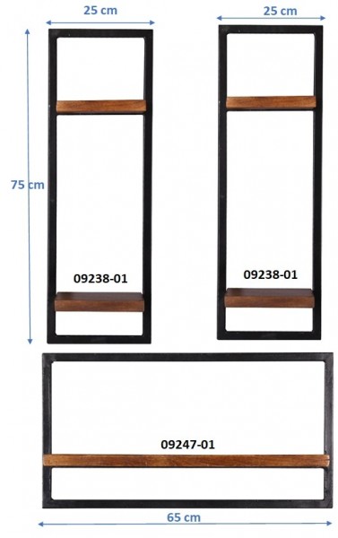 Sit Möbel Wandregal-Set, 3-teilig (PANAMA) 09200-12 (natur mit antikschwarz) Bis zu 65% Rabatt