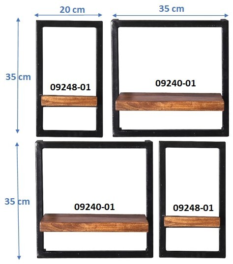 Sit Möbel Wandregal-Set, 4-teilig (PANAMA) 09200-11 (natur mit antikschwarz) Fabrikverkauf