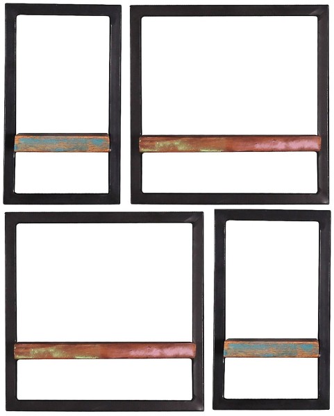 Sit Möbel Wandregal-Set, 4-teilig (RIVERBOAT) 09101-11 (bunt, schwarz) Fabrikpreis