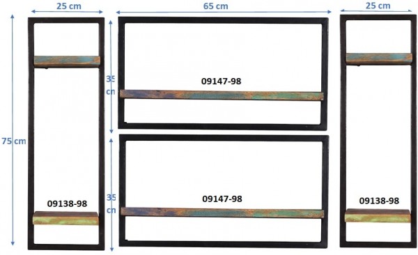 Sit Möbel Wandregal-Set, 4-teilig (RIVERBOAT) 09101-13 (bunt, schwarz) Sonderangebot