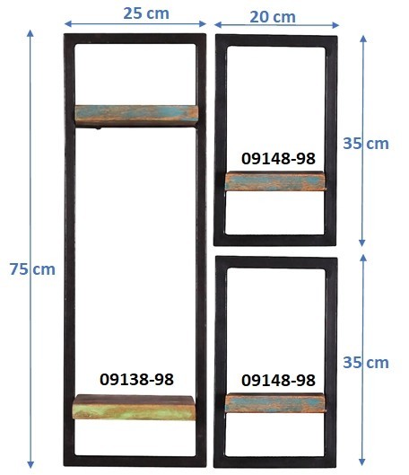 Sit Möbel Wandregal-Set, 3-teilig (RIVERBOAT) 09101-06 (bunt, schwarz) Super Sparpreis