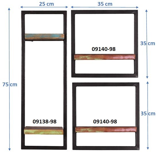 Sit Möbel Wandregal-Set, 3-teilig (RIVERBOAT) 09101-07 (bunt, schwarz) Wochenangebot
