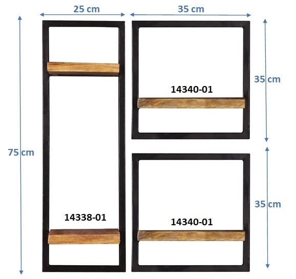 Sit Möbel Wandregal-Set, 3-teilig (SIDNEY) 14300-07 (natur, schwarz) Neueste Stile