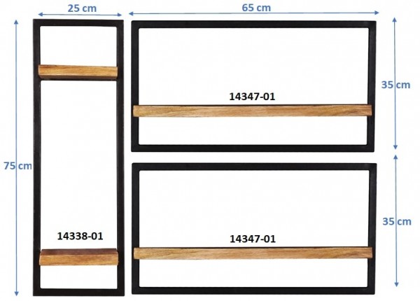 Sit Möbel Wandregal-Set, 3-teilig (SIDNEY) 14300-09 (natur, schwarz) Letzter Tag