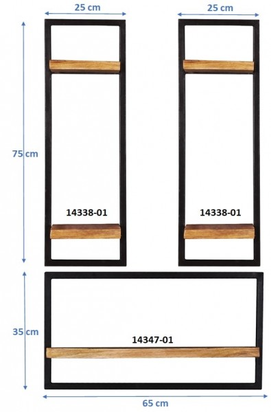 Sit Möbel Wandregal-Set, 3-teilig (SIDNEY) 14300-12 (natur, schwarz) Zeitbegrenzte Promotion