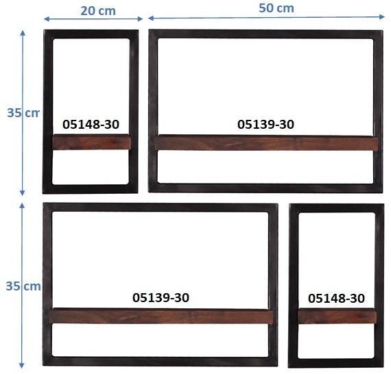 Sit Möbel Wandregal-Set, 4-teilig (ALMIRAH) 05100-03 (braun, schwarz) Bis zu 50% Rabatt
