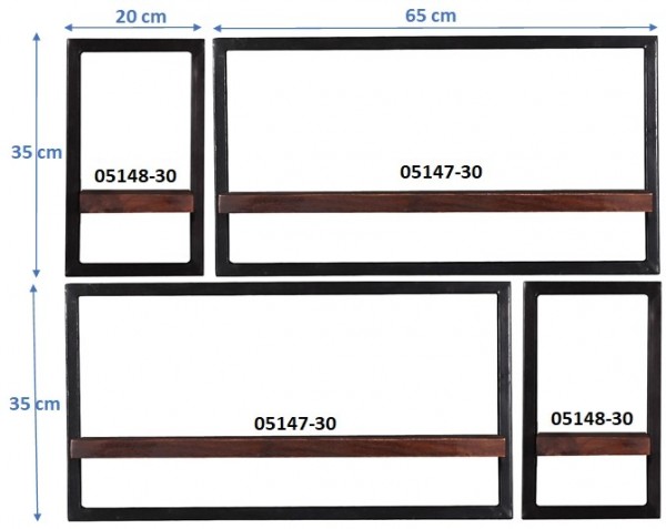 Sit Möbel Wandregal-Set, 4-teilig (ALMIRAH) 05100-10 (braun, schwarz) Bis zu 60% Rabatt