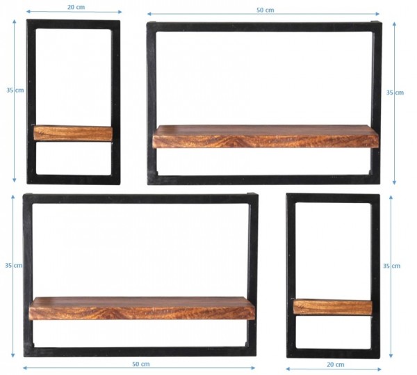 Sit Möbel Wandregal-Set, 4-teilig (PANAMA) 09200-03 (natur mit Antikschwarz) Bis zu 55% Rabatt