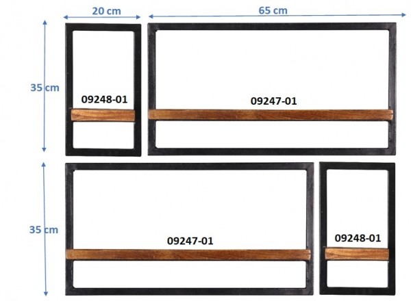 Sit Möbel Wandregal-Set, 4-teilig (PANAMA) 09200-10 (natur mit antikschwarz) Top Angebot