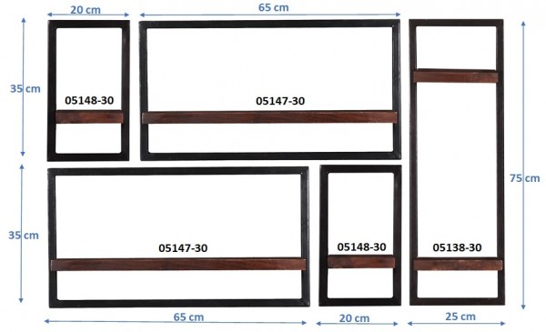 Sit Möbel Wandregal-Set, 5-teilig (ALMIRAH) 05100-04 (braun, schwarz) JETZT KAUFEN