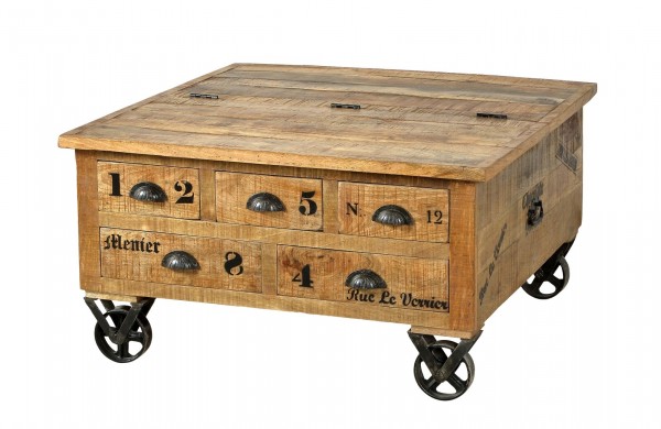 Sit Möbel Couchtischtruhe (RUSTIC) 01994-04 (natur antik mit antikschwarzen Beschlägen) 50% Rabatt mit kostenlosem Versand