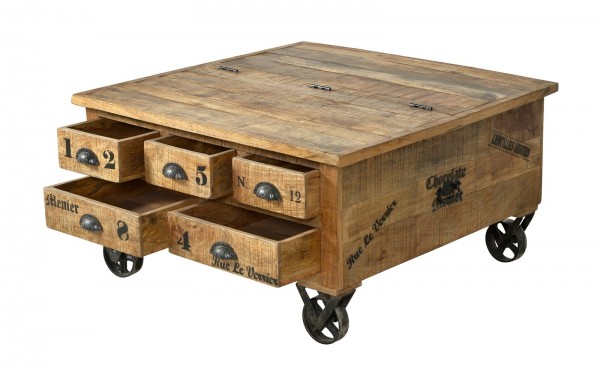 Sit Möbel Couchtischtruhe (RUSTIC) 01994-04 (natur antik mit antikschwarzen Beschlägen) 50% Rabatt mit kostenlosem Versand