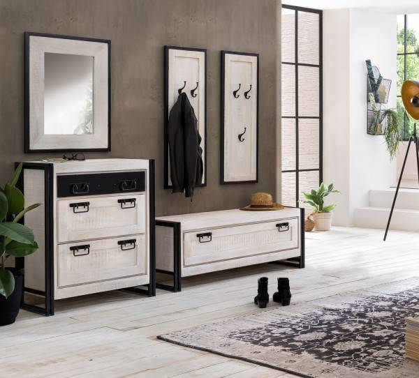 Sit Möbel Dielen-Set (WHITE PANAMA) 18000-90 (weiß mit antikschwarz)
