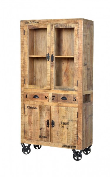 Sit Möbel Vitrine (RUSTIC) 01904-04 (natur antik mit antikschwarzen Beschlägen) Tägliche Deals