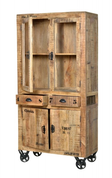 Sit Möbel Vitrine (RUSTIC) 01904-04 (natur antik mit antikschwarzen Beschlägen) Tägliche Deals