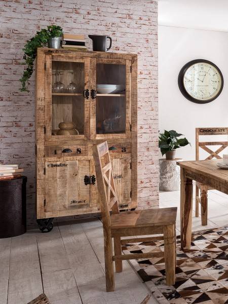 Sit Möbel Vitrine (RUSTIC) 01904-04 (natur antik mit antikschwarzen Beschlägen) Tägliche Deals