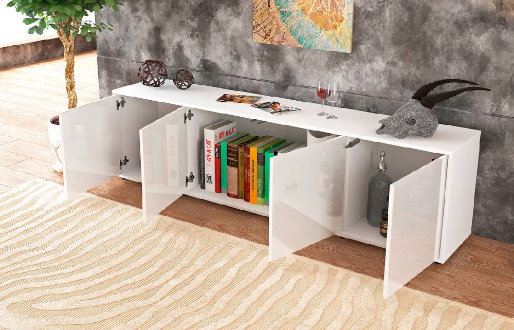 Stil Zeit Möbel Lowboard Antonia, Weiß (180x49x35cm) Top Angebot