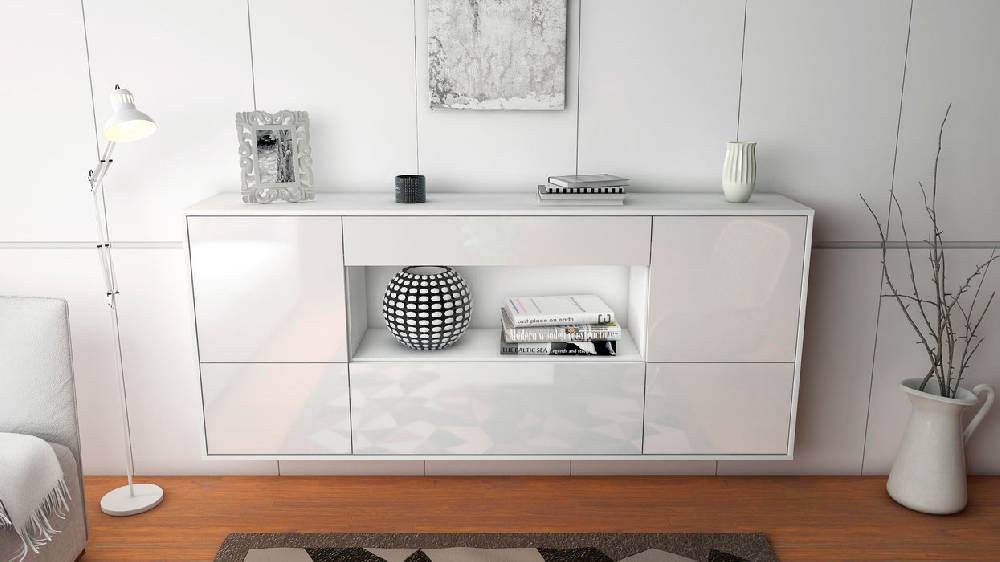 Stil Zeit Möbel Sideboard East Los Angeles, Weiß, hängend (180x79x35cm) Neueste Mode